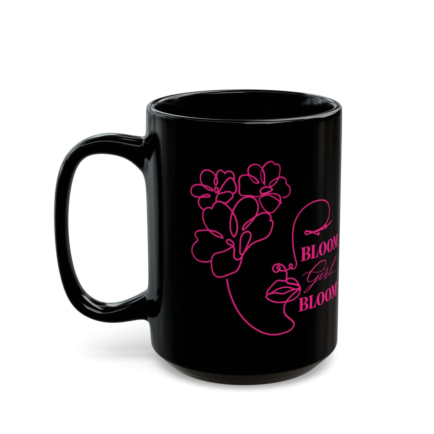 Bloom Face Black Ceramic Mug (11 oz & 15 oz) | “BLOOM Girl Era” Premium Drinkwear
