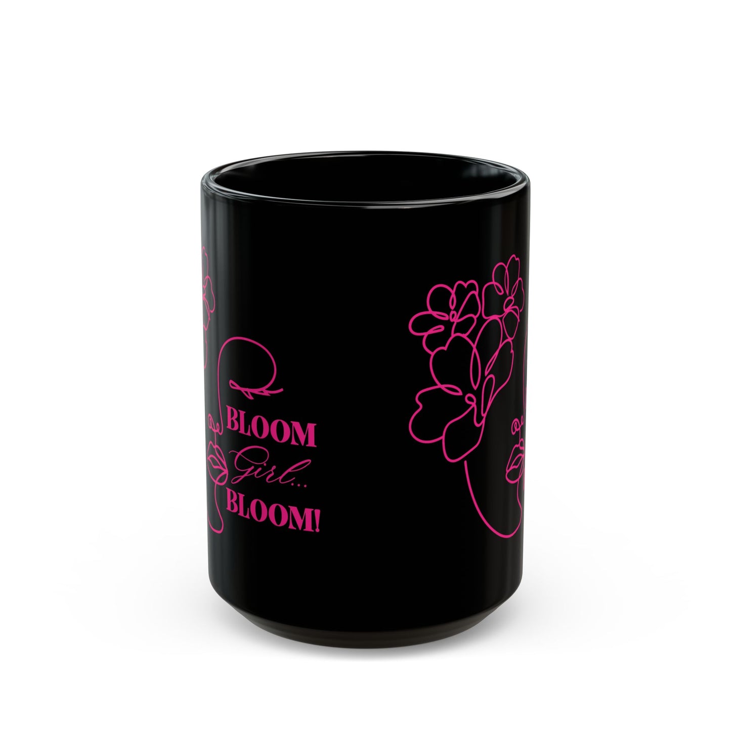 Bloom Face Black Ceramic Mug (11 oz & 15 oz) | “BLOOM Girl Era” Premium Drinkwear