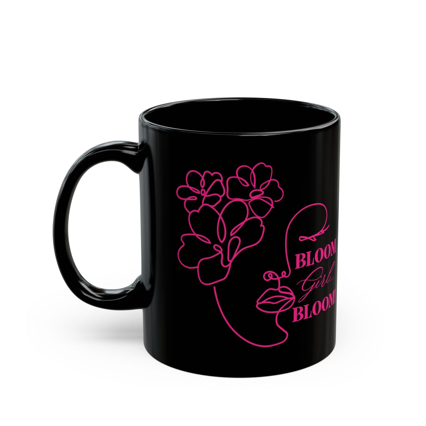 Bloom Face Black Ceramic Mug (11 oz & 15 oz) | “BLOOM Girl Era” Premium Drinkwear