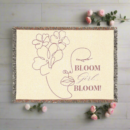 Bloom Face Woven Blanket | “I’m in my BLOOM Girl Era” Graphic Throw | Premium Home Comfort