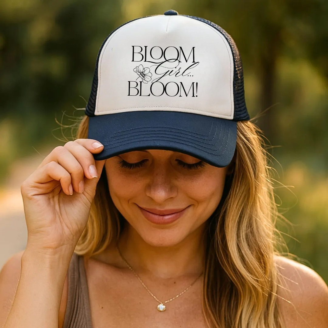 Signature Logo Unisex Mesh Cap | “I’m in my BLOOM Girl Era” Graphic Trucker Hat
